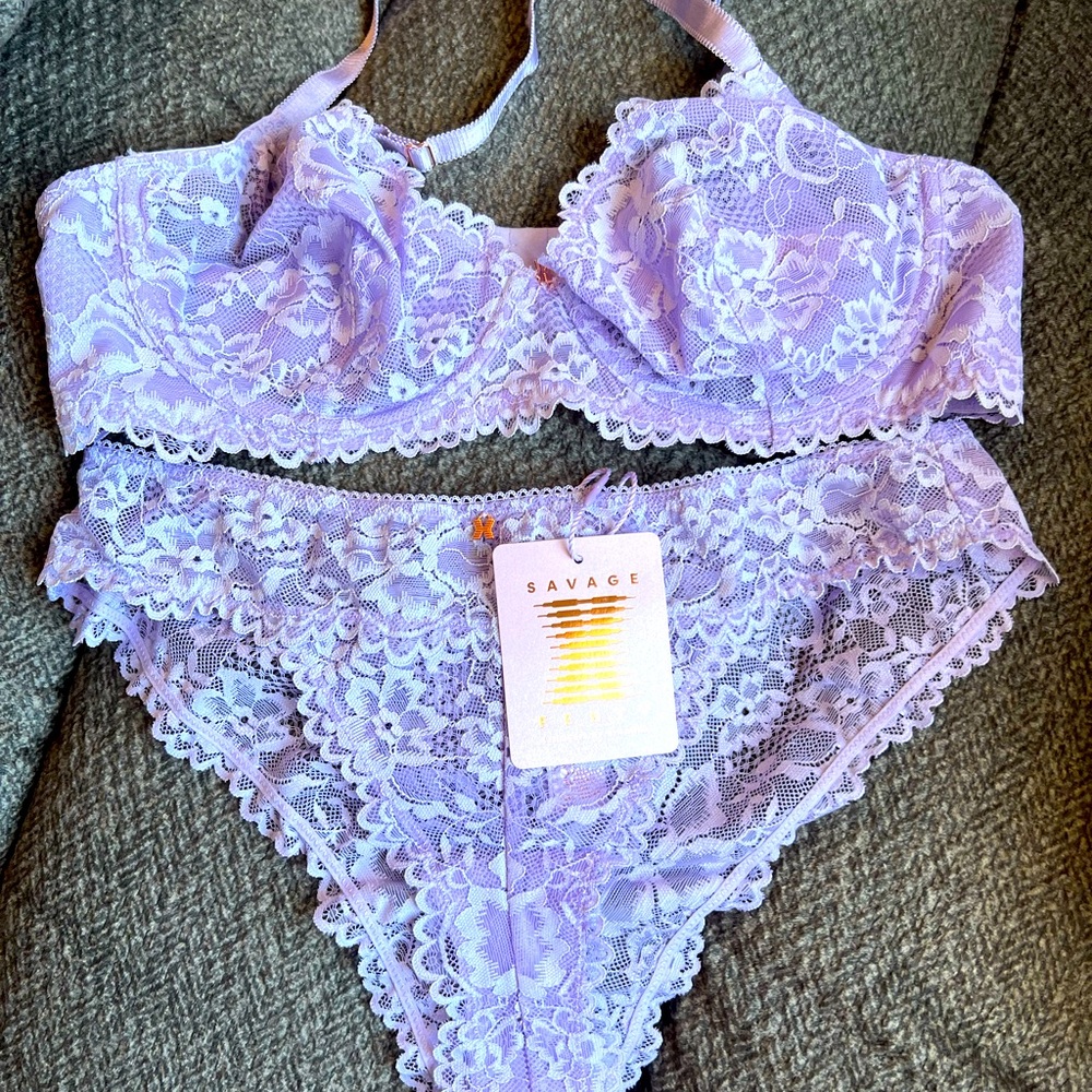 Savage X Fenty Purple Lace Underwire Bra